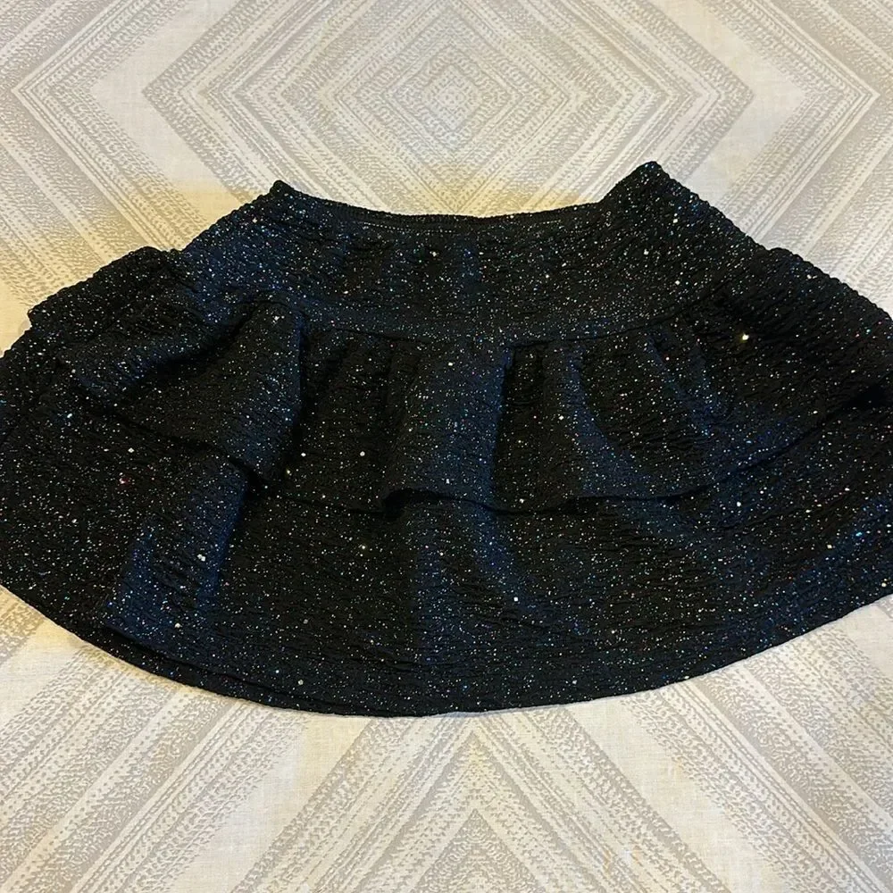 Dori Creations Girls Black with Sparkle Tank Top with Skirt Matching Set - 8/10